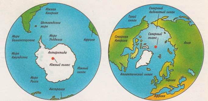 Карта северного и южного полюсов
